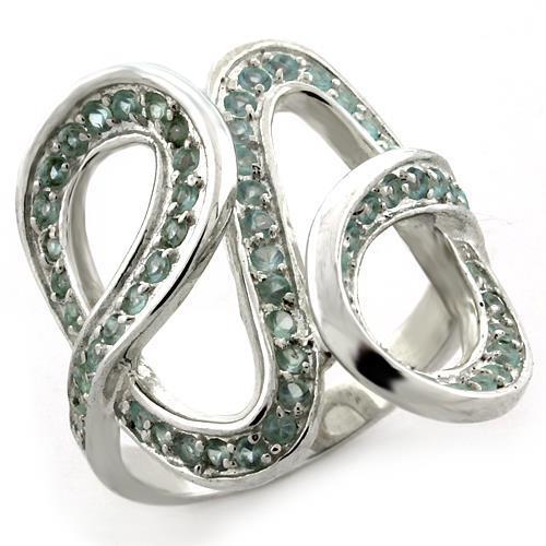 LOAS1081 - High-Polished 925 Sterling Silver Ring with Synthetic Synthetic Glass in Sea Blue-0