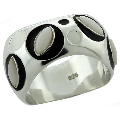 LOAS1085 - Rhodium 925 Sterling Silver Ring with Semi-Precious Opal in White-0