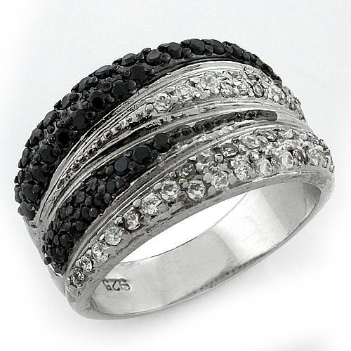 LOAS1095 - Rhodium + Ruthenium 925 Sterling Silver Ring with AAA Grade CZ in Multi Color-0