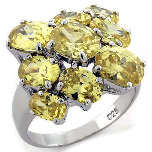 LOAS1109 - Rhodium 925 Sterling Silver Ring with AAA Grade CZ in Topaz-0
