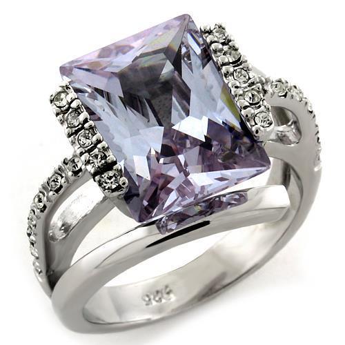 LOAS1124 - Rhodium 925 Sterling Silver Ring with AAA Grade CZ in Light Amethyst-0