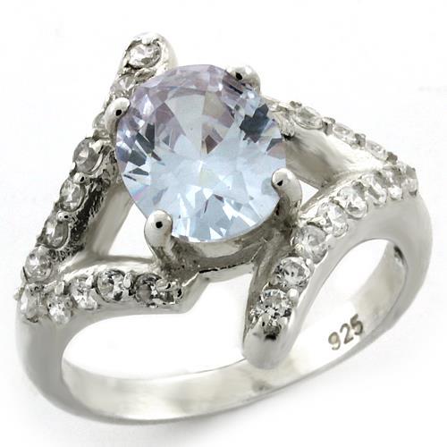 LOAS1135 - High-Polished 925 Sterling Silver Ring with AAA Grade CZ in Light Amethyst-0