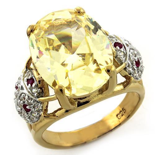LOAS1143 - Gold 925 Sterling Silver Ring with AAA Grade CZ in Citrine-0