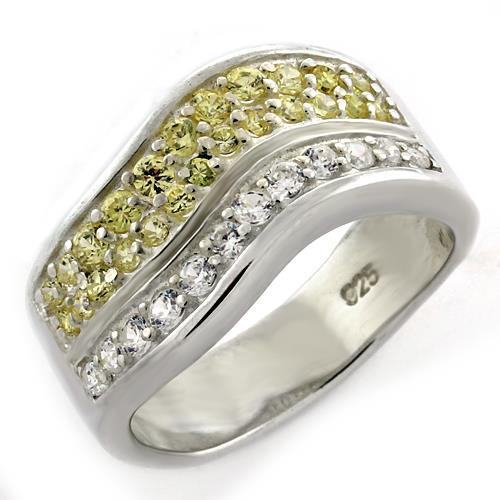 LOAS1144 - High-Polished 925 Sterling Silver Ring with AAA Grade CZ in Citrine-0