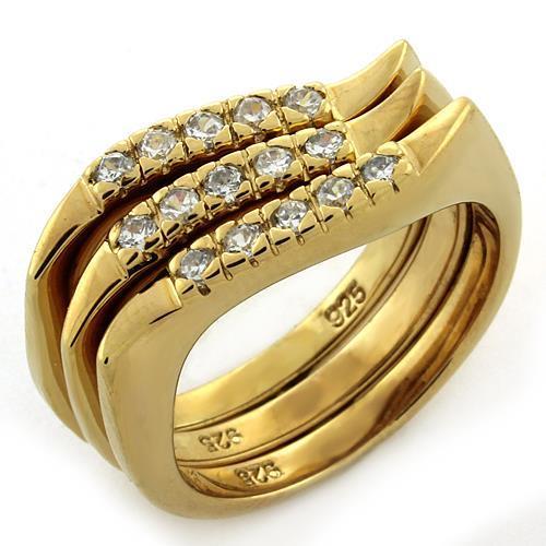 LOAS1150 - Gold 925 Sterling Silver Ring with AAA Grade CZ in Clear-0