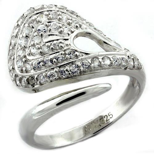 LOAS1161 - High-Polished 925 Sterling Silver Ring with AAA Grade CZ in Clear-0