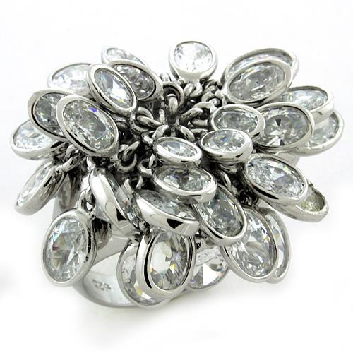 LOAS1168 - Rhodium 925 Sterling Silver Ring with AAA Grade CZ in Clear-0