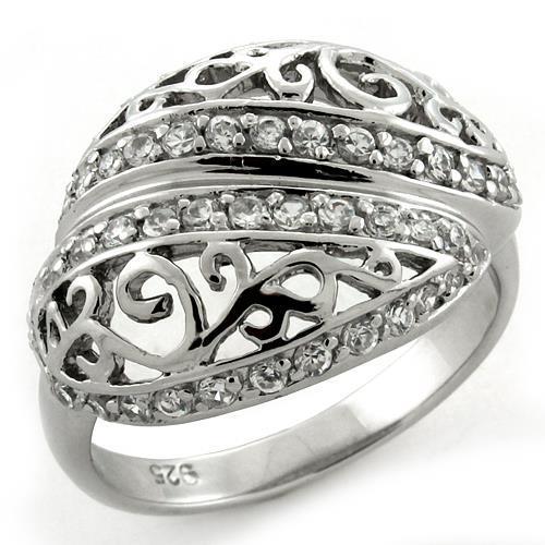 LOAS1174 - Rhodium 925 Sterling Silver Ring with AAA Grade CZ in Clear-0