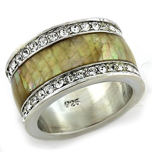 LOAS1180 - Rhodium 925 Sterling Silver Ring with Precious Stone Conch in Multi Color-0