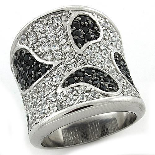 LOAS1182 - Reverse Two-Tone 925 Sterling Silver Ring with AAA Grade CZ in Multi Color-0
