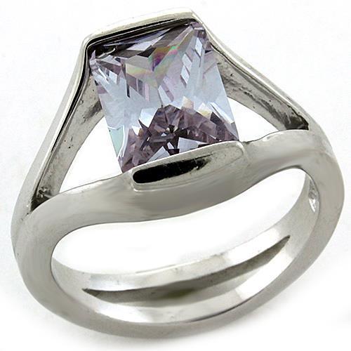 LOAS1185 - Rhodium 925 Sterling Silver Ring with AAA Grade CZ in Amethyst-0