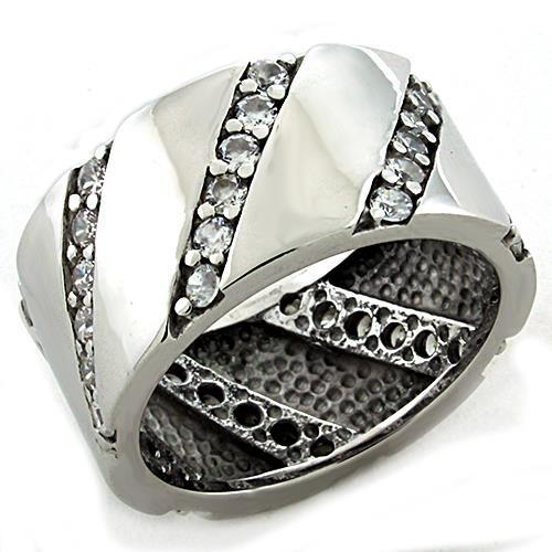LOAS1192 - Rhodium 925 Sterling Silver Ring with AAA Grade CZ in Clear-0