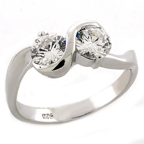 LOAS1210 - Rhodium 925 Sterling Silver Ring with AAA Grade CZ in Clear-0