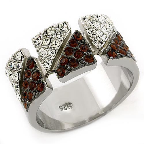 LOAS1227 - Rhodium 925 Sterling Silver Ring with Top Grade Crystal in Multi Color-0