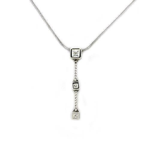 LOAS1314 - Rhodium 925 Sterling Silver Chain Pendant with AAA Grade CZ in Clear-0