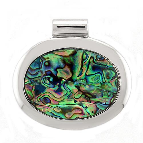 LOAS1323 - Rhodium Plated 925 Sterling Silver Pendant with Natural Conch in Rainbow color-0