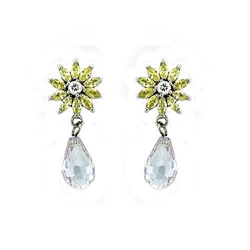 LOAS1332 - Rhodium 925 Sterling Silver Earrings with AAA Grade CZ in Multi Color-0