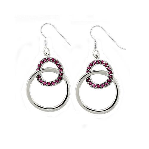 LOAS1340 - Rhodium 925 Sterling Silver Earrings with AAA Grade CZ in Siam-0