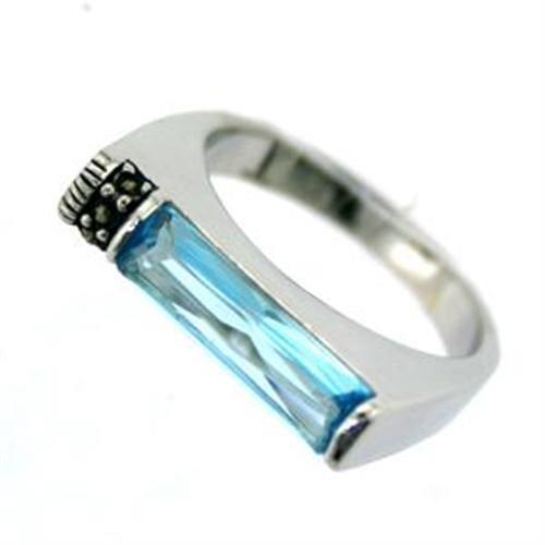 LOAS723 - Rhodium 925 Sterling Silver Ring with Synthetic in Aquamarine-0
