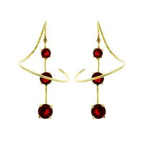 LOAS798 - Gold 925 Sterling Silver Earrings with AAA Grade CZ in Ruby-0