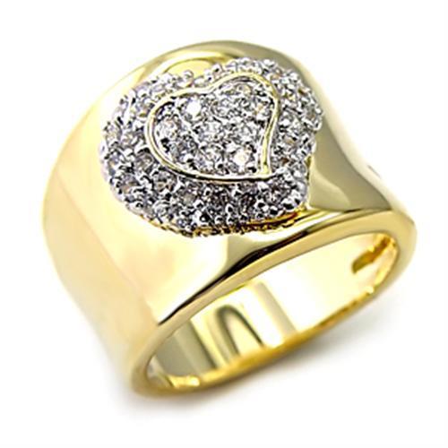 LOAS830 - Gold+Rhodium 925 Sterling Silver Ring with AAA Grade CZ in Clear-0