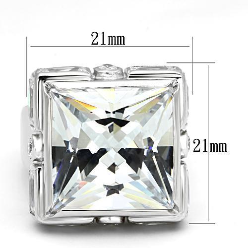 LOAS862 - Rhodium 925 Sterling Silver Ring with AAA Grade CZ in Clear-1