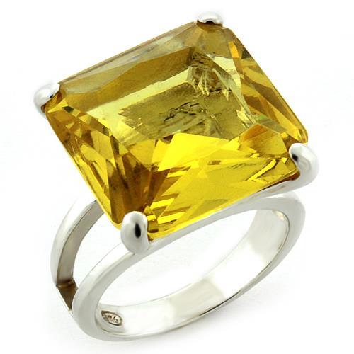 LOAS871 - High-Polished 925 Sterling Silver Ring with AAA Grade CZ in Citrine-0