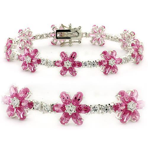 LOAS956 - High-Polished 925 Sterling Silver Bracelet with AAA Grade CZ in Rose-0