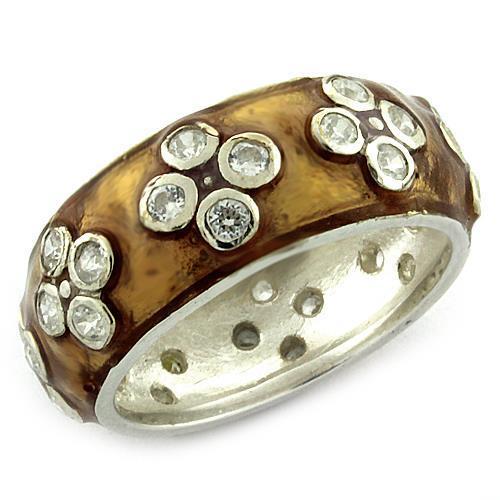 LOAS992 - Rhodium 925 Sterling Silver Ring with AAA Grade CZ in Clear-0