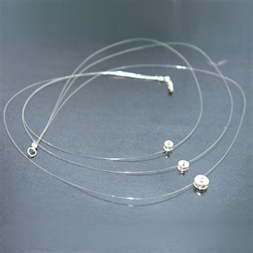 LOS002 - Silver 925 Sterling Silver Necklace with AAA Grade CZ in Clear-0