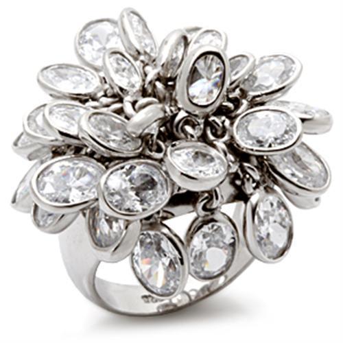 LOS114 - Rhodium 925 Sterling Silver Ring with AAA Grade CZ in Clear-0