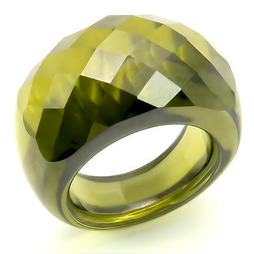 LOS145 - Stone Ring with AAA Grade CZ in Olivine color-0