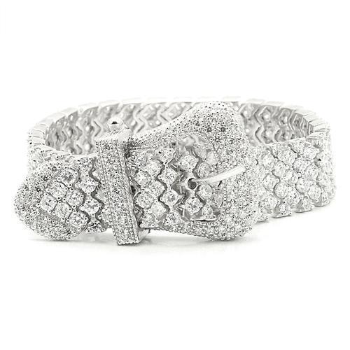 LOS179 - Rhodium 925 Sterling Silver Bracelet with AAA Grade CZ in Clear-1