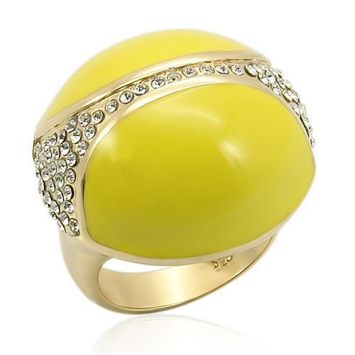LOS184 - Gold 925 Sterling Silver Ring with Top Grade Crystal in Clear-0