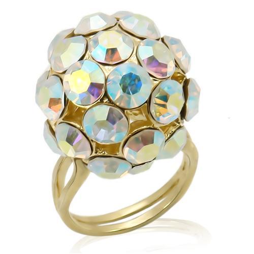 LOS189 - Gold 925 Sterling Silver Ring with Top Grade Crystal in White-0