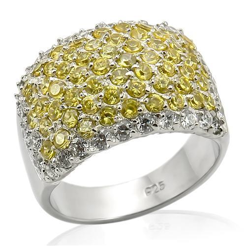 LOS204 - Rhodium 925 Sterling Silver Ring with AAA Grade CZ in Topaz-0