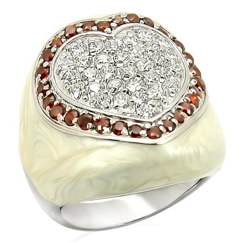 LOS211 - Rhodium 925 Sterling Silver Ring with AAA Grade CZ in Garnet-0