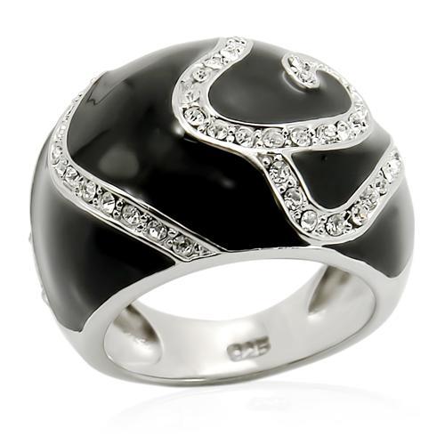 LOS212 - Rhodium 925 Sterling Silver Ring with Top Grade Crystal in Clear-0
