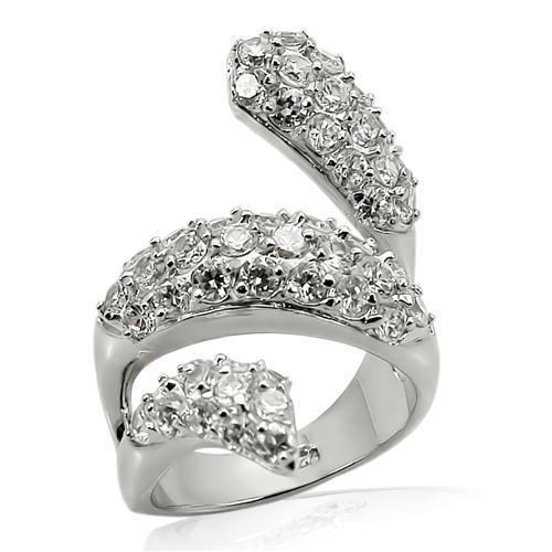 LOS219 - Rhodium 925 Sterling Silver Ring with AAA Grade CZ in Clear-0
