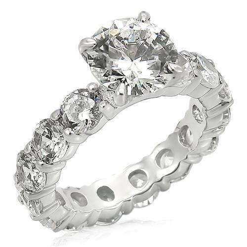 LOS244 - Rhodium 925 Sterling Silver Ring with AAA Grade CZ in Clear-0