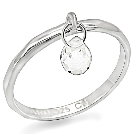 LOS285 - Silver 925 Sterling Silver Ring with Genuine Stone in Clear-0