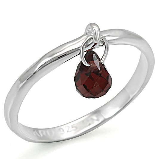 LOS320 - Silver 925 Sterling Silver Ring with Genuine Stone in Garnet-0