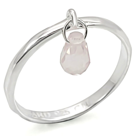 LOS323 - Silver 925 Sterling Silver Ring with Genuine Stone in Light Rose-0