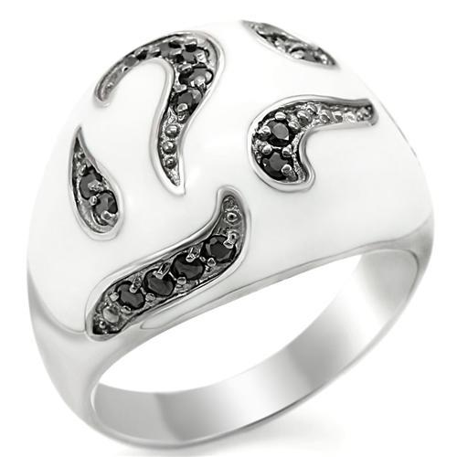 LOS355 - Rhodium + Ruthenium 925 Sterling Silver Ring with AAA Grade CZ in Jet-0