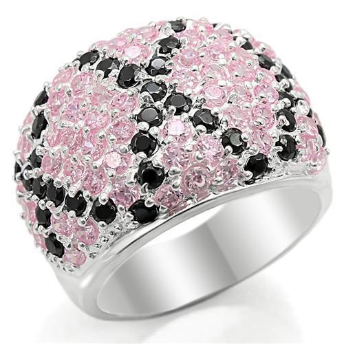 LOS357 - Silver 925 Sterling Silver Ring with AAA Grade CZ in Multi Color-0