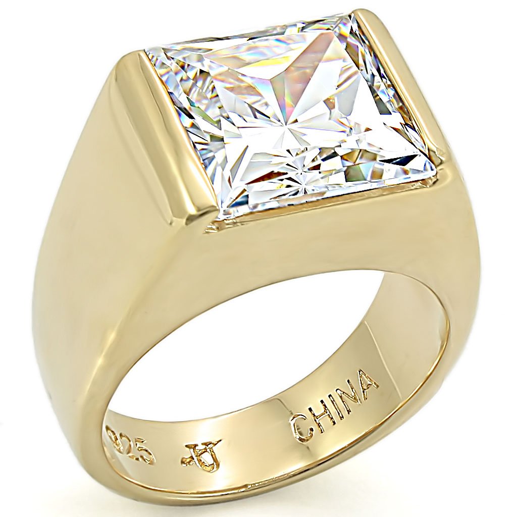 LOS375 - Gold 925 Sterling Silver Ring with AAA Grade CZ in Clear-0