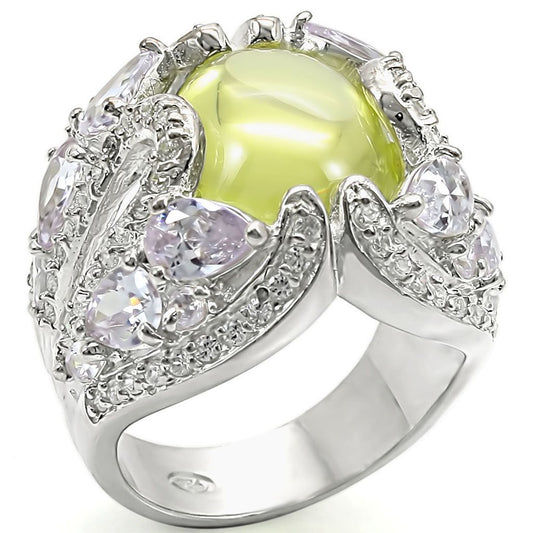 LOS391 - High-Polished 925 Sterling Silver Ring with AAA Grade CZ in Apple Green color-0