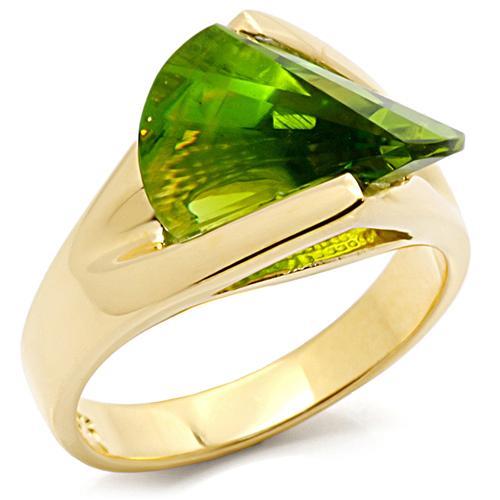 LOS398 - Gold 925 Sterling Silver Ring with Synthetic Spinel in Peridot-0