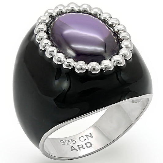 LOS406 - Silver 925 Sterling Silver Ring with AAA Grade CZ in Amethyst-0