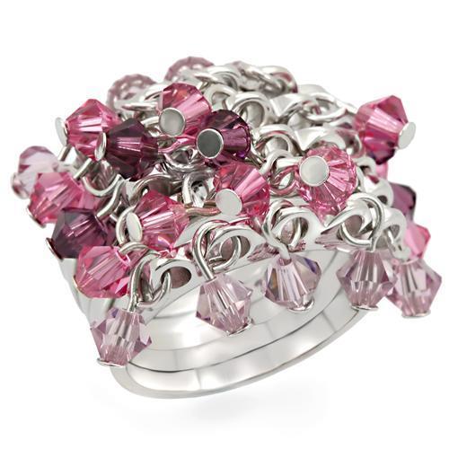 LOS477 - Rhodium 925 Sterling Silver Ring with Top Grade Crystal in Multi Color-0